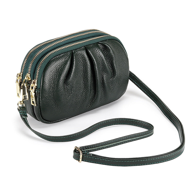 Women's Genuine Wrinkled Soft Large Capacity Simple Women's Leather Bag