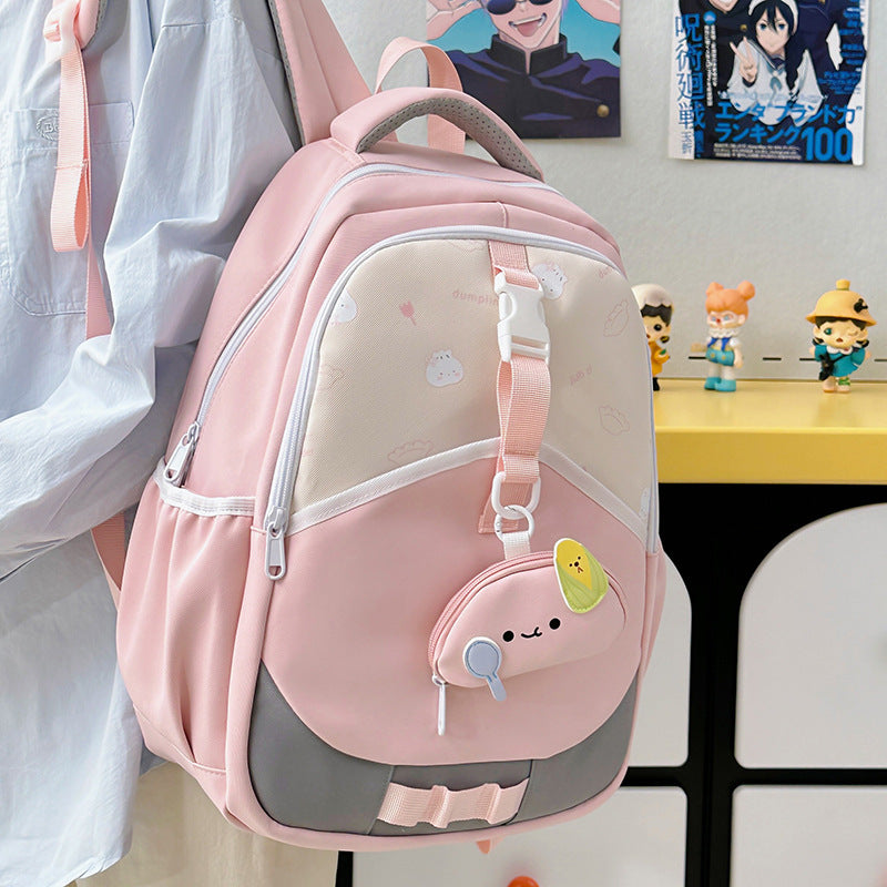 Junior Large Capacity Simple Western Style Leisure Contrast College Student Schoolbag