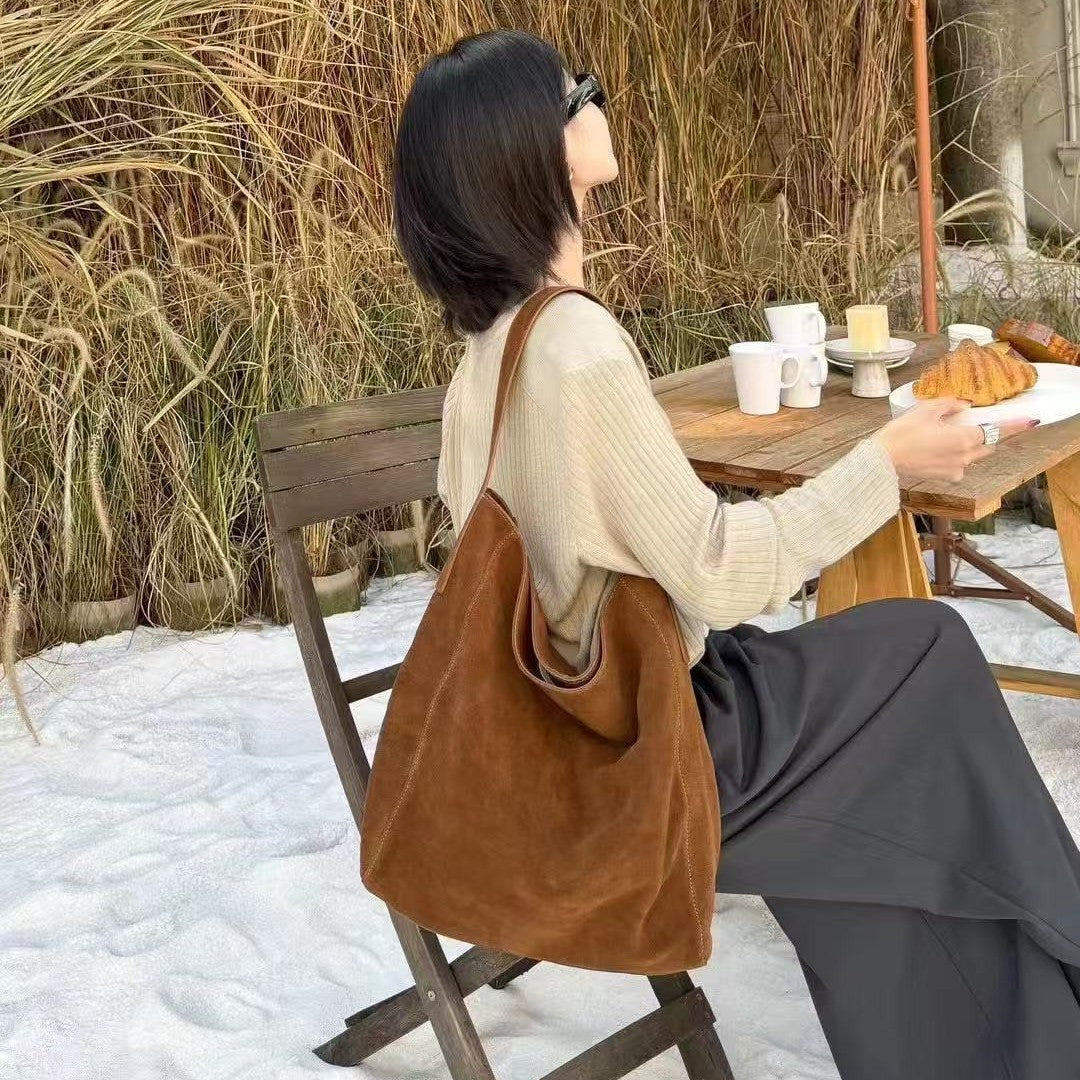 Women's High-grade Suede Genuine Leather Large Capacity Women's Shoulder Bag