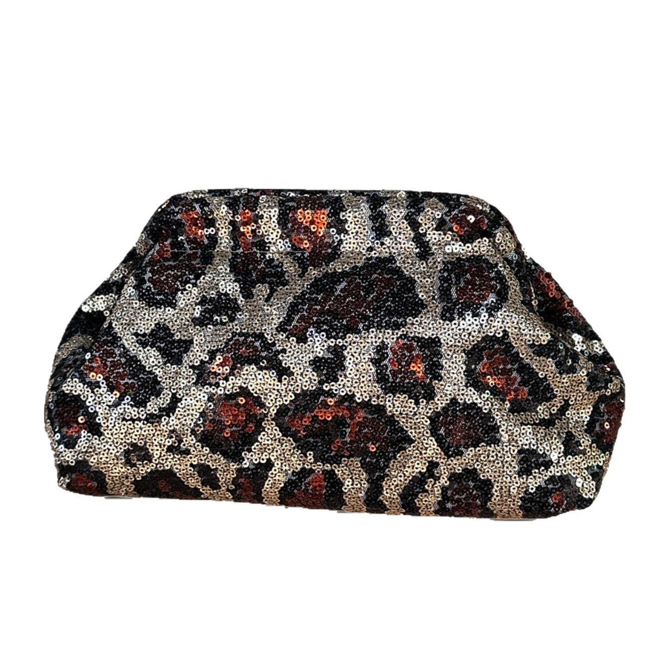 Spring Fashionable Sequins Leopard Print Dinner Versatile Large Women's Clutch