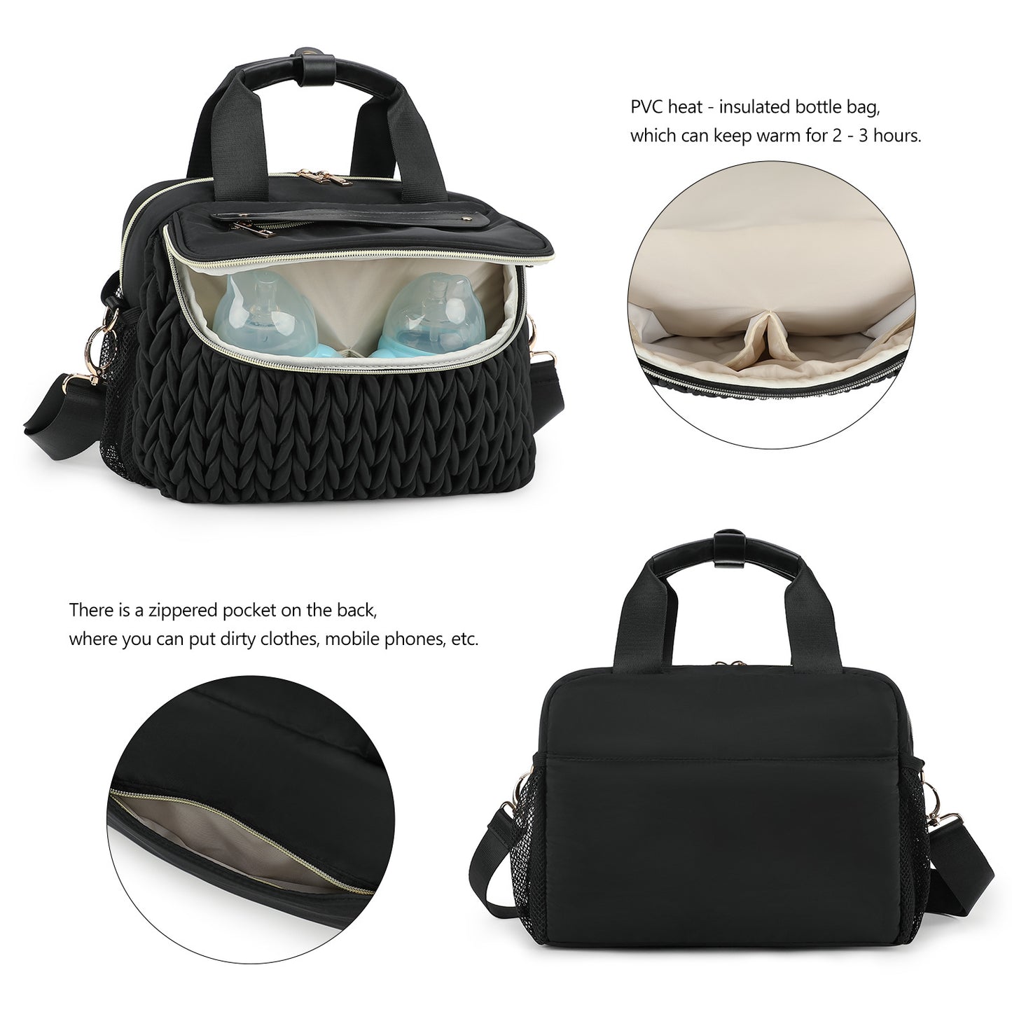 Quilted Stroller Portable Maternity Large Capacity Bottle Mummy Bag