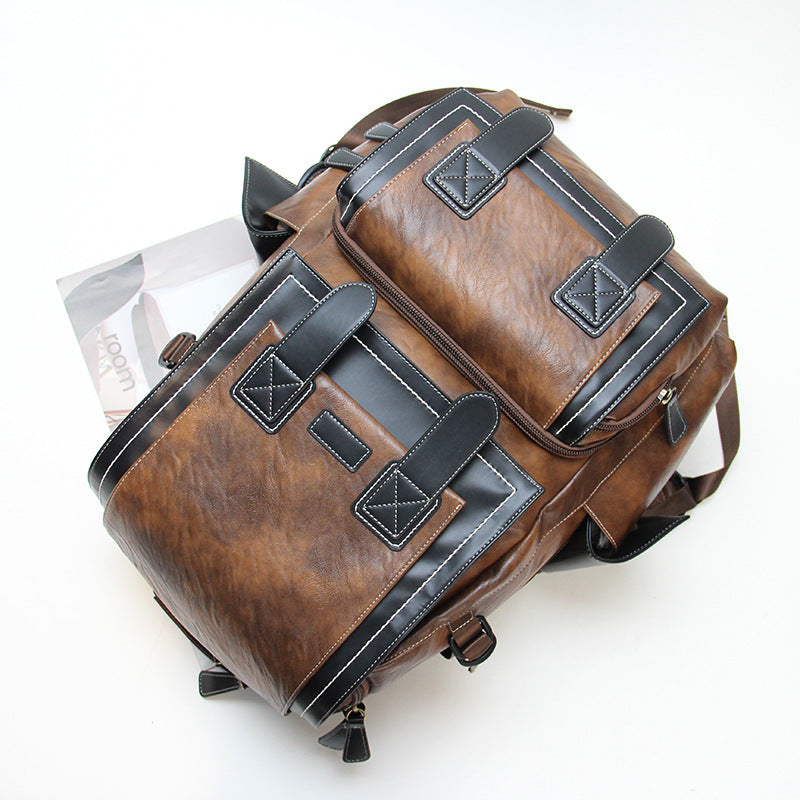 Men's Capacity Retro Waterproof Trendy Computer Korean Leisure Backpack