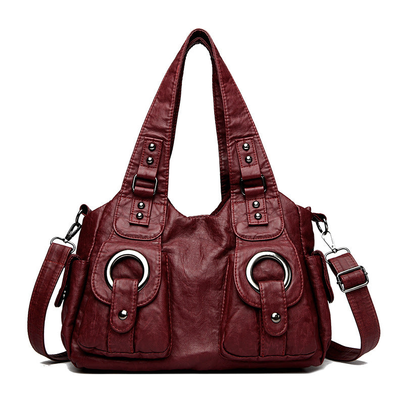 Women's Oil Wax Leather Motorcycle Retro Versatile Women's Shoulder Bag
