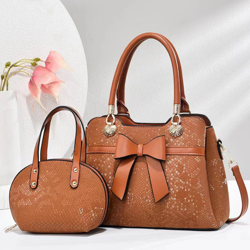 Women's Bow Female Snake Pattern Texture Women's Handbag