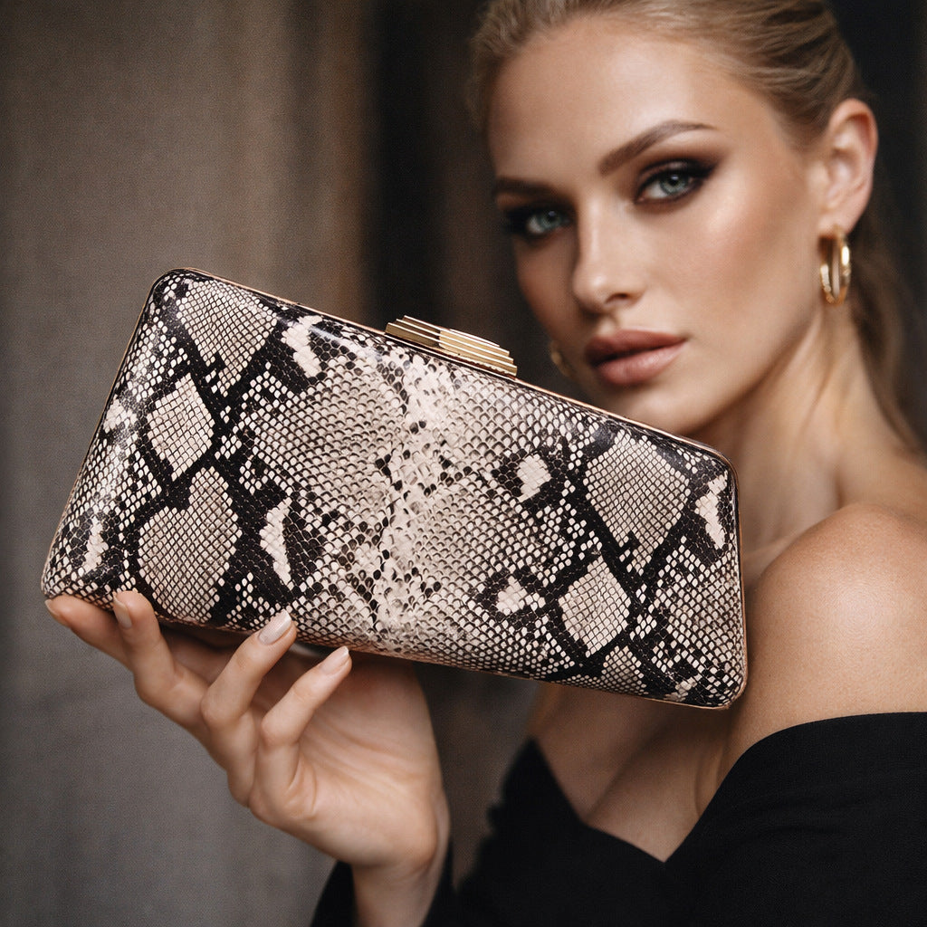 Women's Snake Pattern Fashion For Clutch Dinner Bag