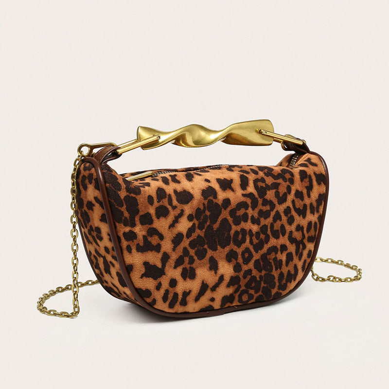 Women's Leopard Print Frosted Texture Chain Retro Women's Messenger Bag