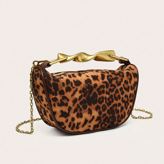 Women's Leopard Print Frosted Texture Chain Retro Women's Messenger Bag