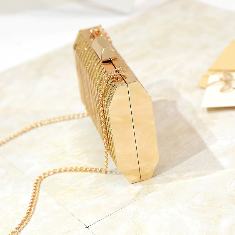 Stylish Elegant Metallic Dress Clutch Chain Small Square Bags