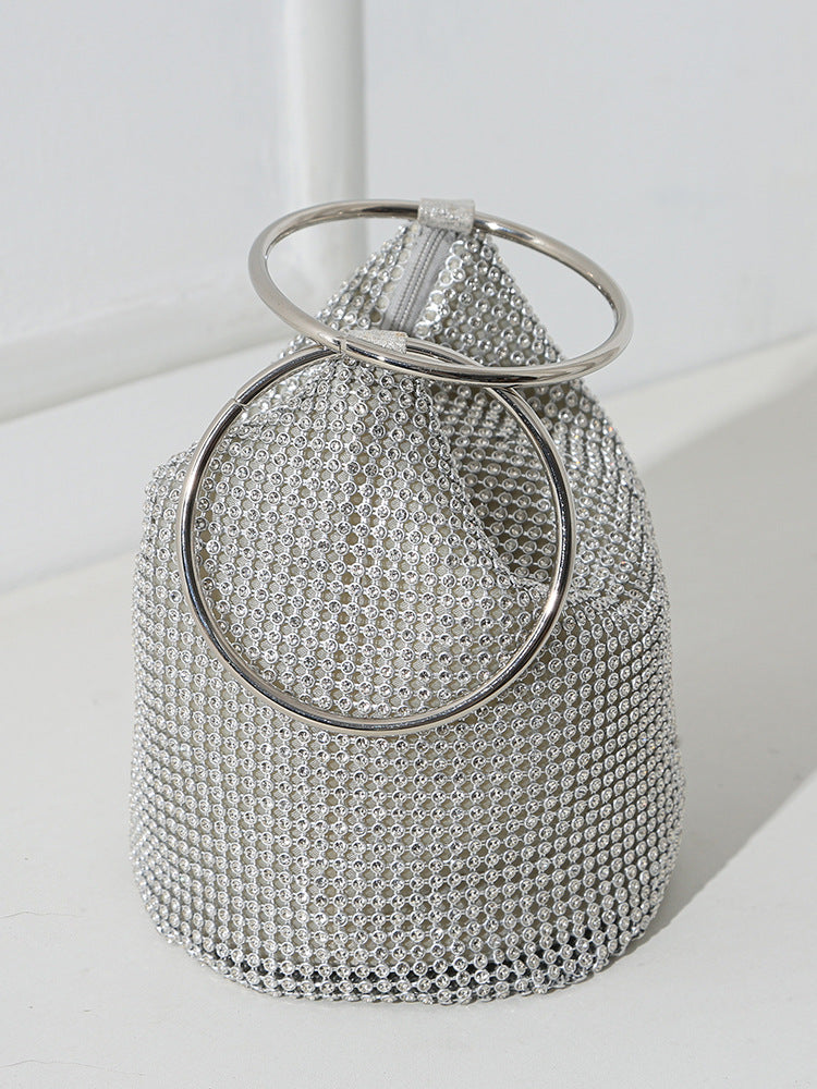 Women's Handmade Rhinestone Full Diamond Double Portable Dinner Bag