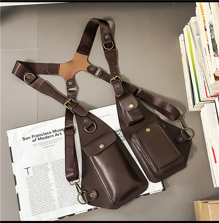Men's Vest Fashion Design Sense Motorcycle Retro Men's Chest Bag
