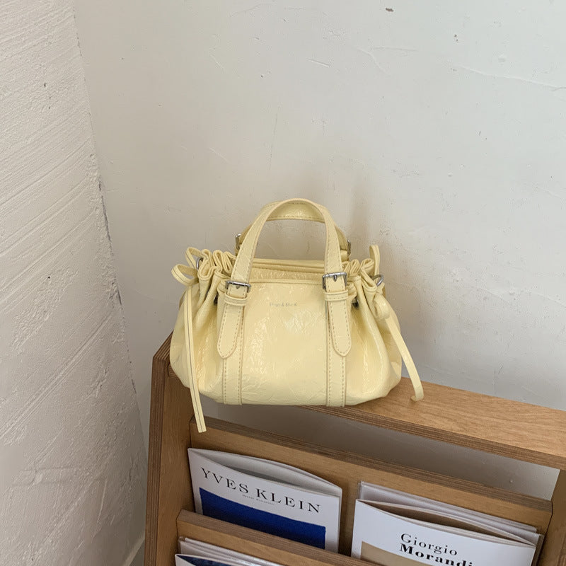 High-grade Portable Oil Wax Leather Pleated Cloud Design Fashion Women's Handbag