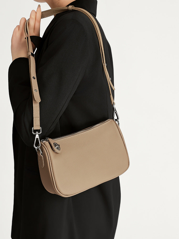 Women's Retro Trendy Soft Cowhide Mahjong Underarm Genuine Bags