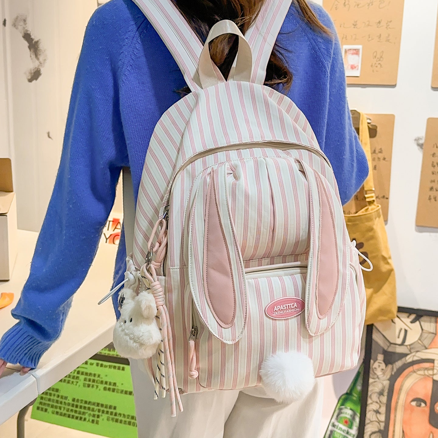 Korean Style Sweet Junior High Cute Rabbit Ears Large Capacity College Student Schoolbag