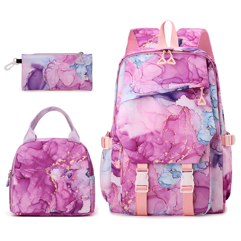 Printed For Primary Three-piece Set Simple Marbling Women's Shoulder Bag