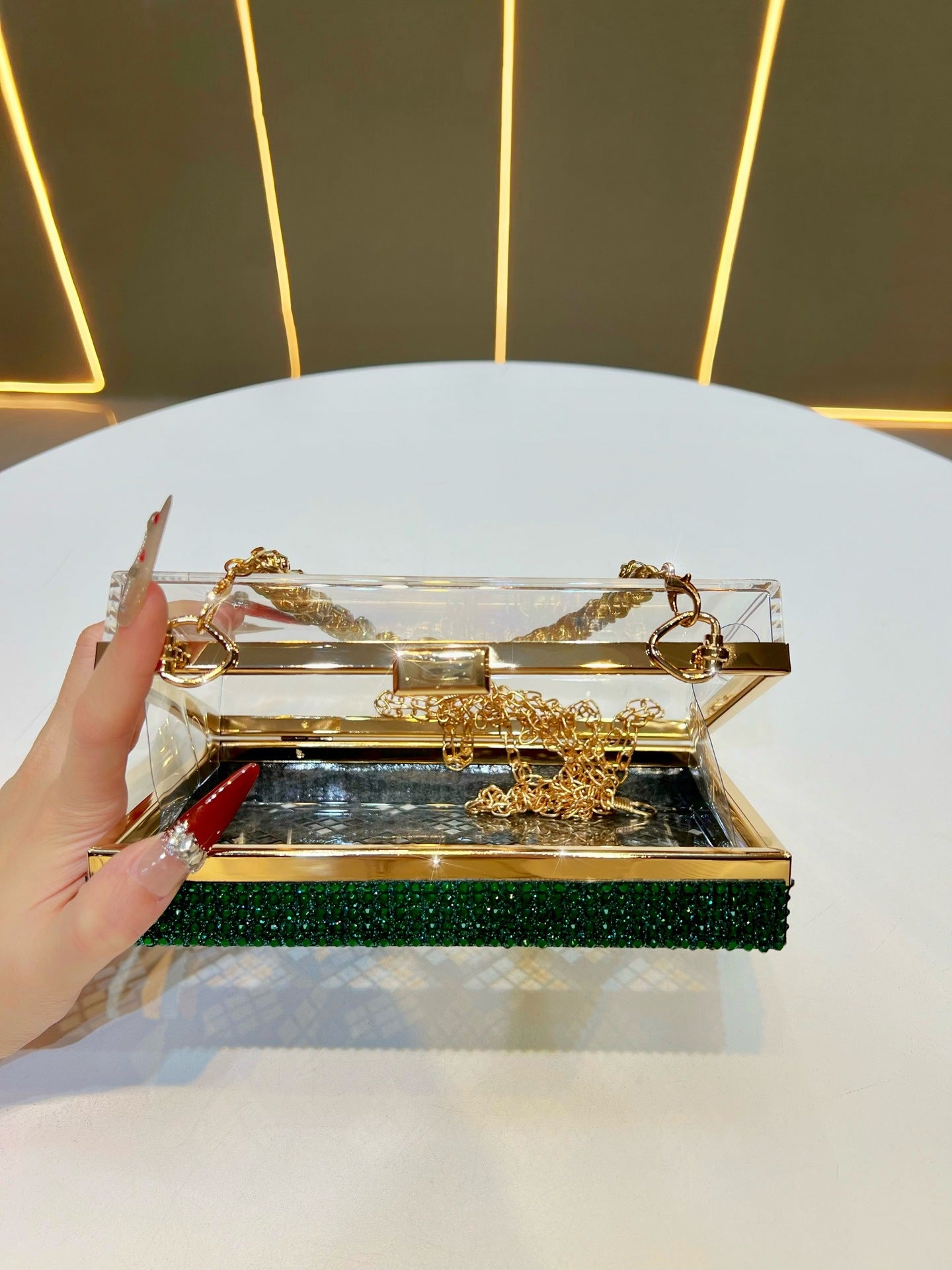 Women's Diamond High-grade Clutch Chain Transparent Dinner Bag