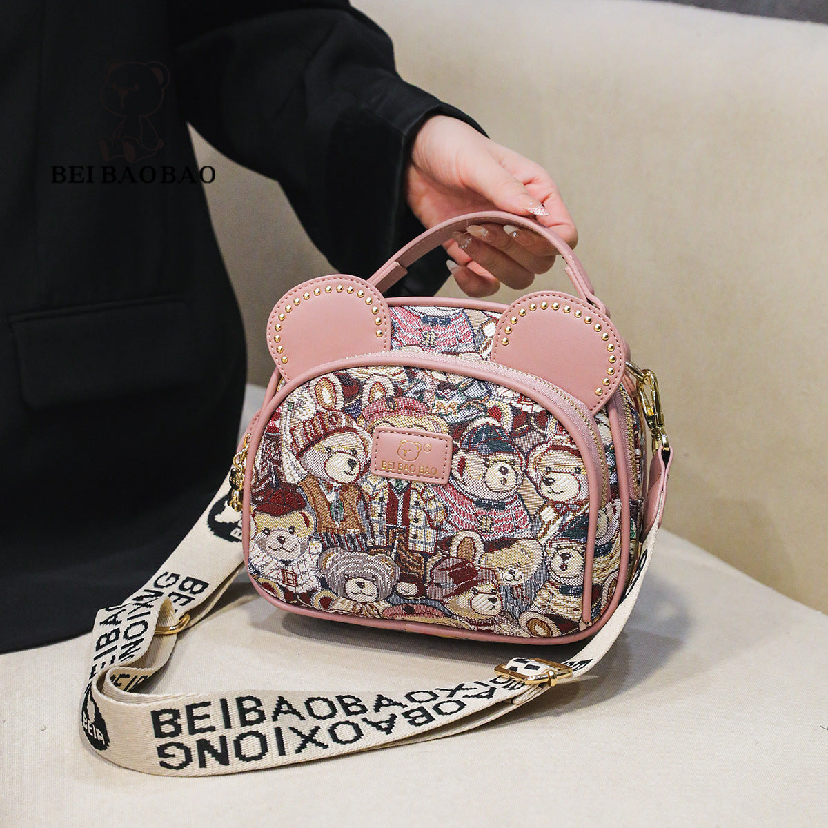 Women's Source Design Canvas Embroidered Wide Strap Bags