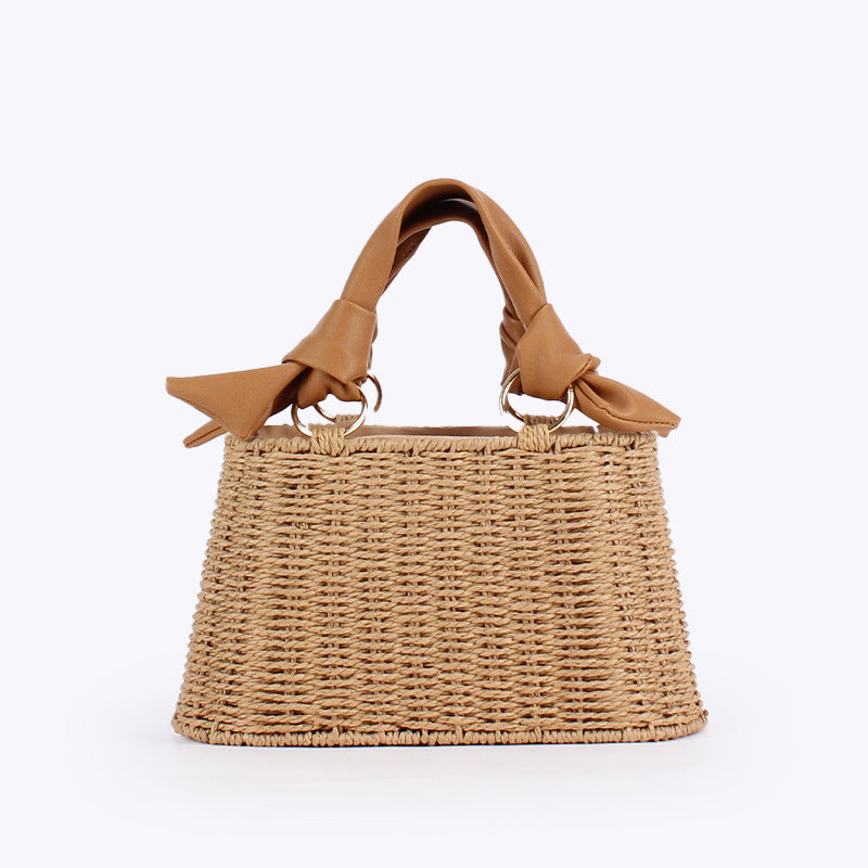 Oval Trapezoidal Frame Seaside Vacation Leisure Straw Women's Handbag