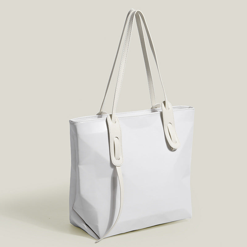 Women's High-grade Rhombic Large Capacity Computer Versatile Fashion White Tote Bag