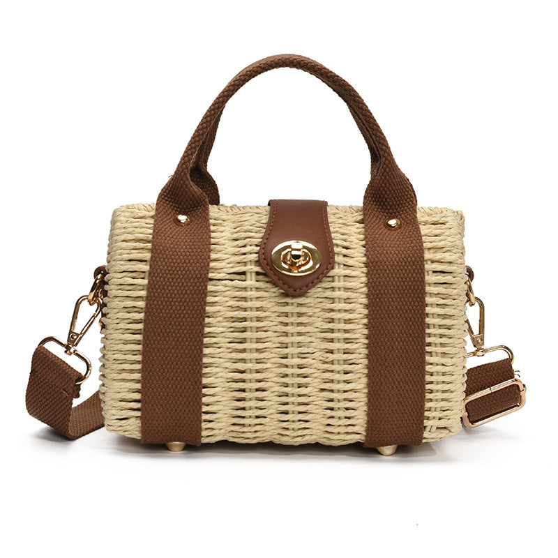 Women's Box Vacation Style Straw Simple Fashion Women's Shoulder Bag