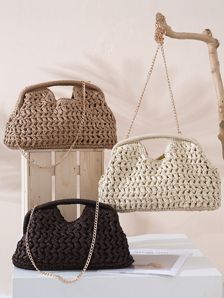 Clip Straw Woven Fashion Seaside Vacation Women's Clutch