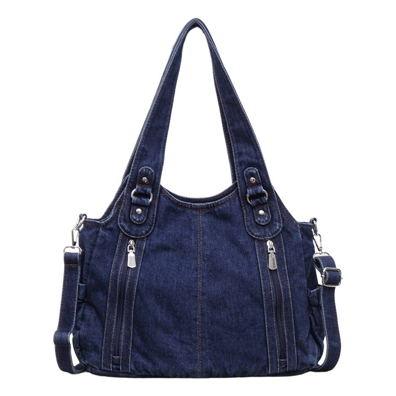 Niche Denim Large Capacity Design Sense Commuter Zipper Shoulder Bags