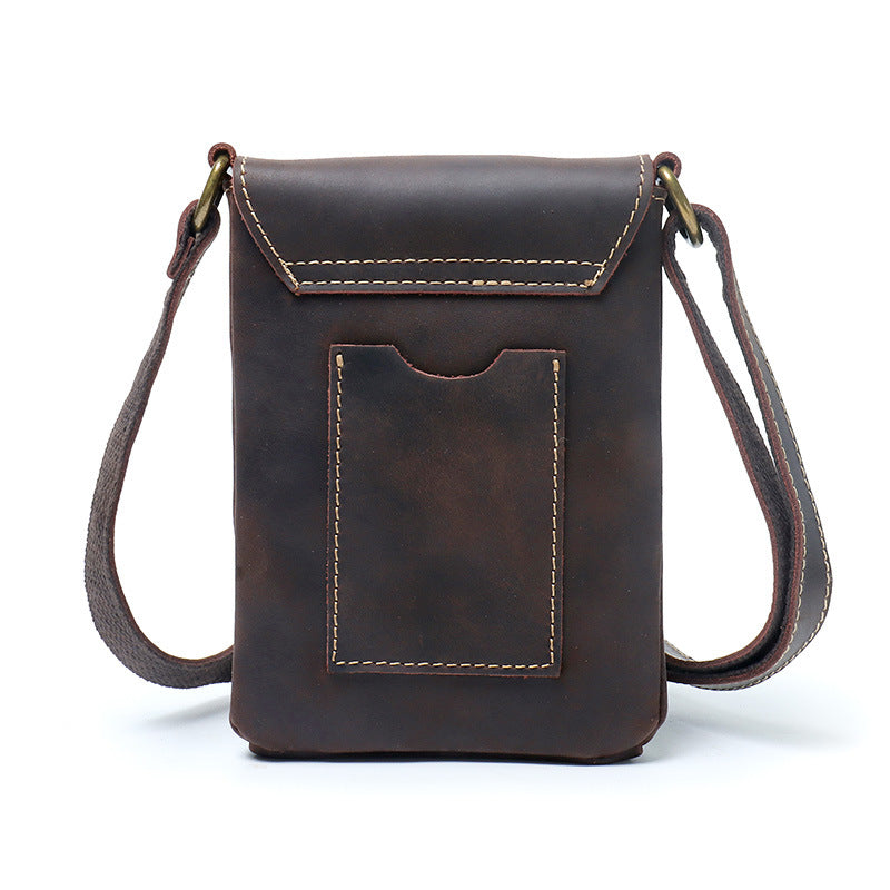 Men's First Layer Cowhide Crazy Horse Leather Men's Shoulder Bag