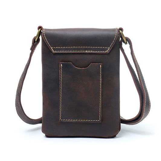 Men's First Layer Cowhide Crazy Horse Leather Men's Shoulder Bag