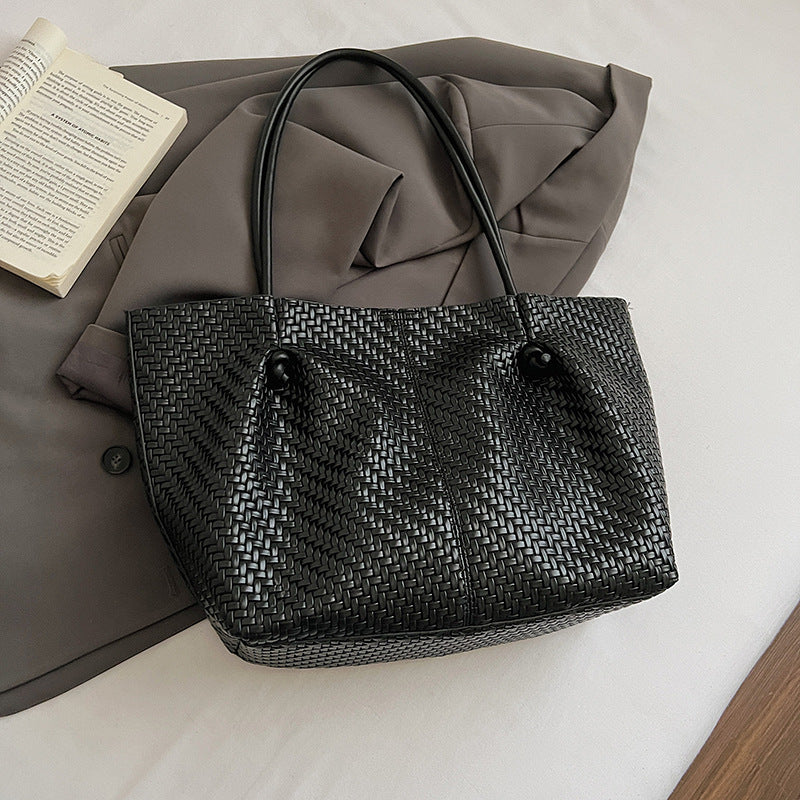 Women's Korean Style Retro Large Capacity Underarm Western Woven Women's Shoulder Bag