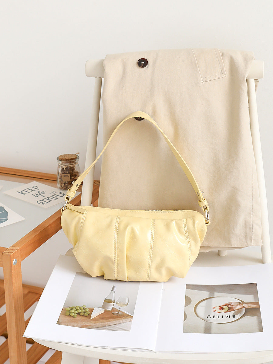 Women's Korean Style Pleated Dumpling Retro Textured Soft Leather Underarm Niche Bags