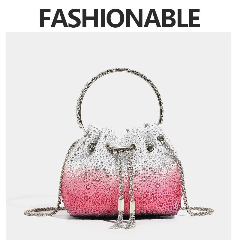 Shiny Advanced Rhinestone Sequins Chain Portable Bucket Bags