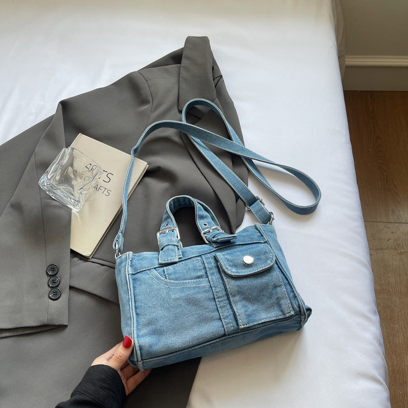 Women's Retro French Denim Texture Large Capacity Women's Shoulder Bag