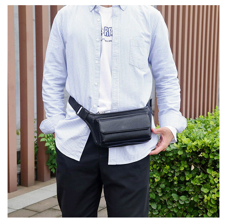 Men's Leather Retro Mobile Slanted Fashion Trendy Men's Fanny Pack