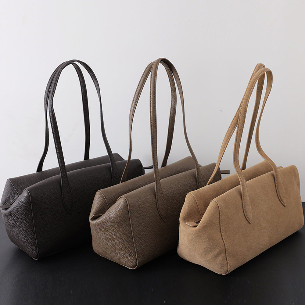 Women's First Layer Cowhide Genuine Leather Underarm Tote Bag