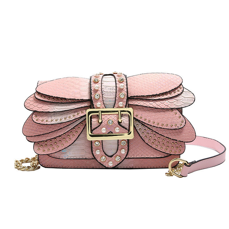 Women's Good-looking Butterfly Wings Rivet Chain Fashion Small Square Bag