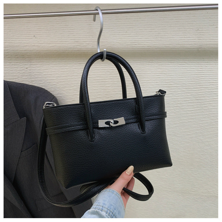Korean Simple Retro Lychee Pattern Portable Female Spring Design Bags
