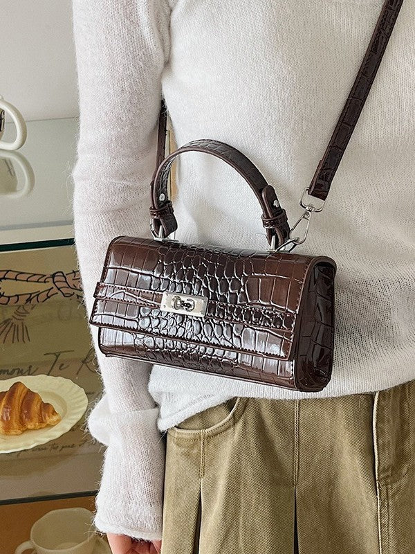 Women's Advanced Texture Fashion Crocodile Pattern Kelly Portable Pouch Trendy Bags