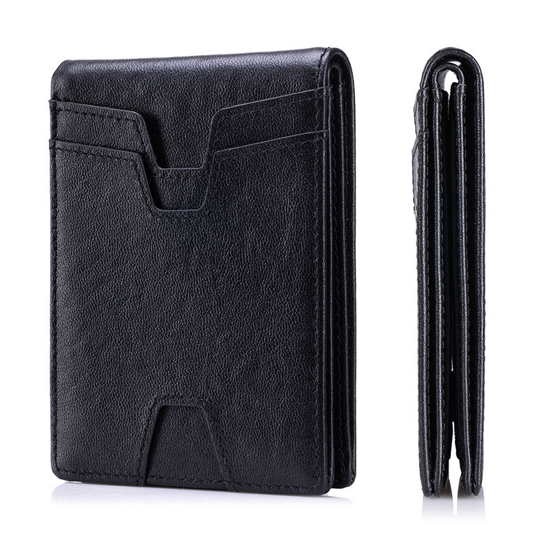 Men's First Layer Cowhide Swiping Short Leather Men's Wallet