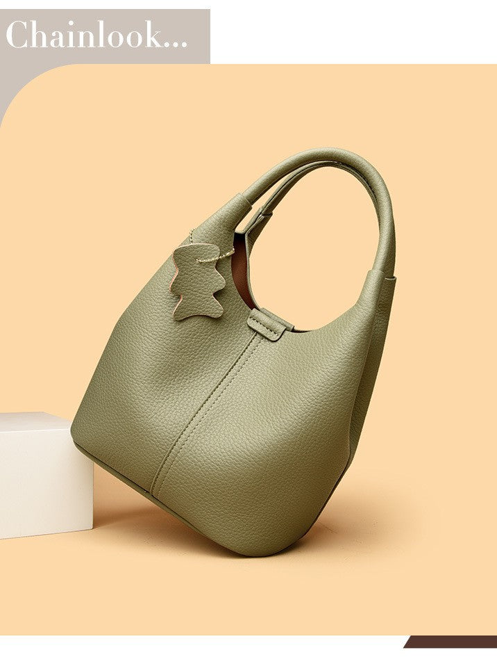 Women's Fashionable Color Blocking Vegetable Basket Generous Lock