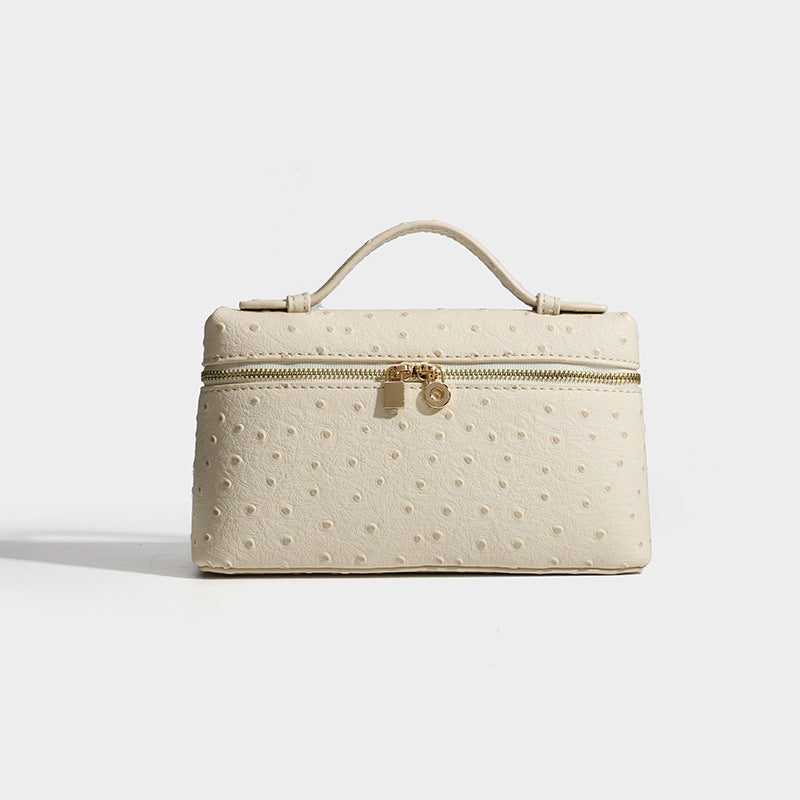 Women's Ostrich Grain Lunch Box Fashion Portable Small Square Bag