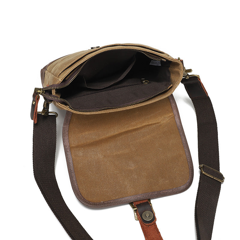 Elegant Men's Retro Canvas Fashion Leather Men's Shoulder Bag