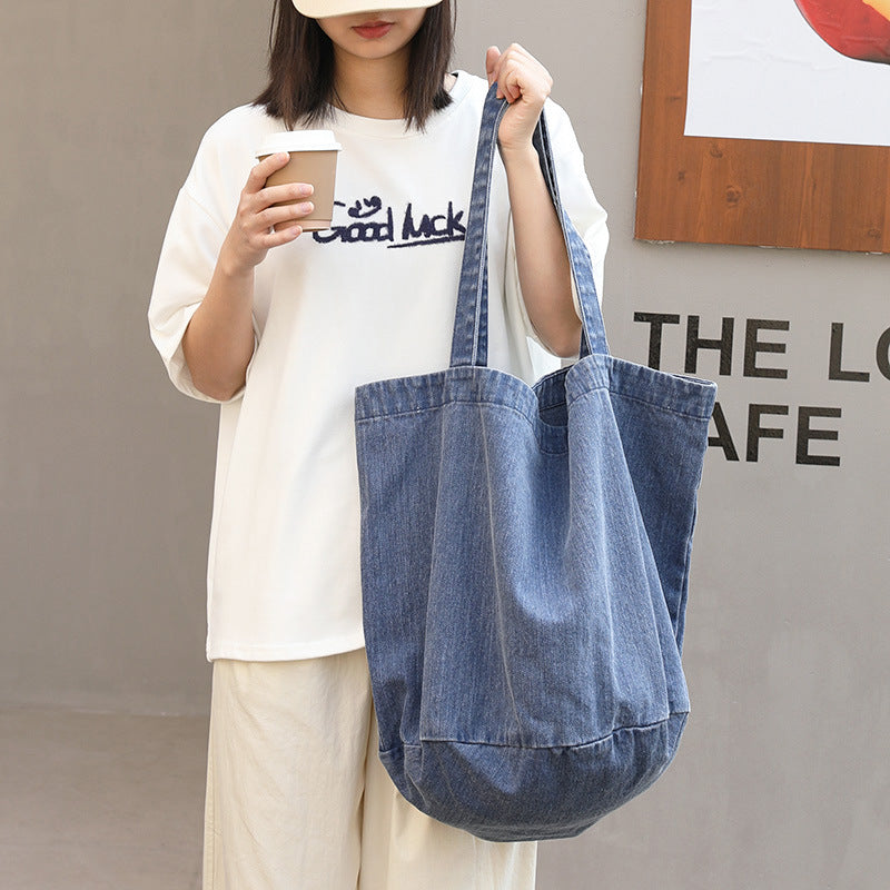 Women's Leisure Artistic Denim Versatile Vintage Wash Fashion Canvas Shoulder Bags