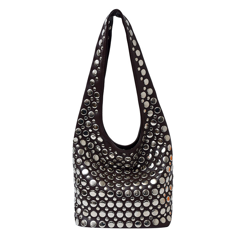 Cool Personality Dot Rivet Underarm Fashion Motorcycle Women's Shoulder Bag