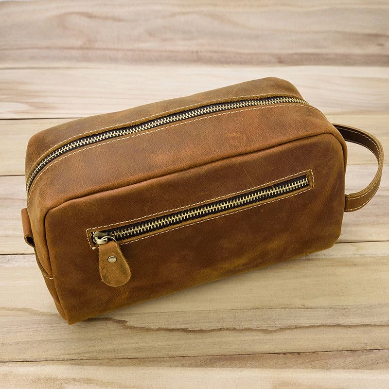 Horse Leather Wash Genuine Vintage First Layer Men's Tote