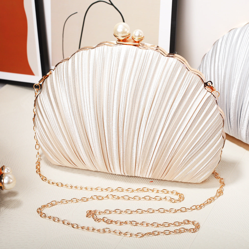 Glamorous Shell Pleated Clutch Banquet Dress Dinner Bag