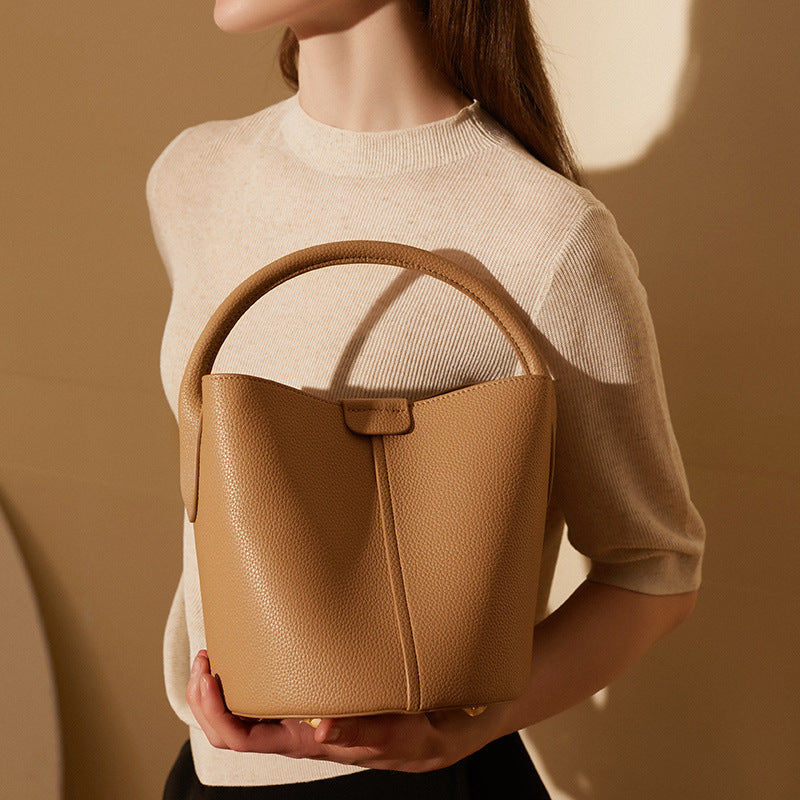 Women's High-grade Genuine Leather Vegetable Basket Portable Women's Handbag