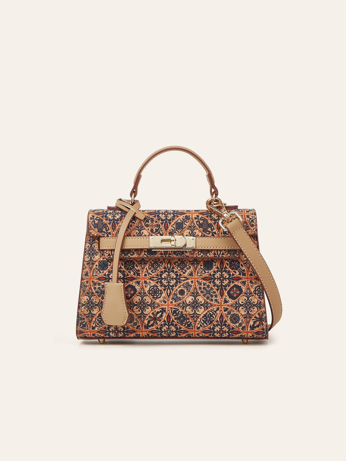 Women's Ethnic Print Large Capacity Portable Commuter Cork Women's Handbag