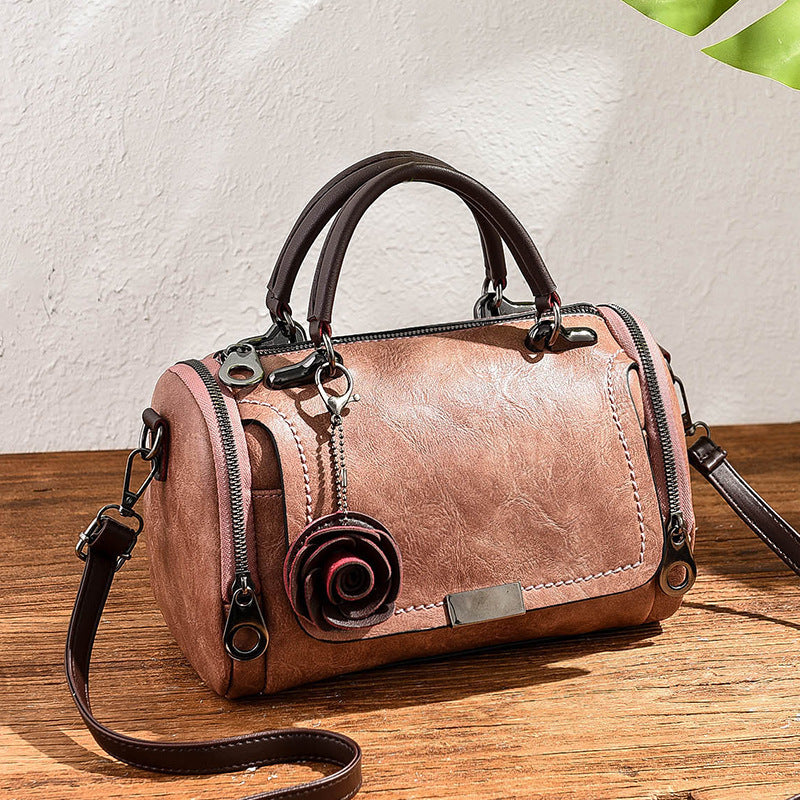 Women's Spring Solid Color Retro Pillow Flower Women's Messenger Bag