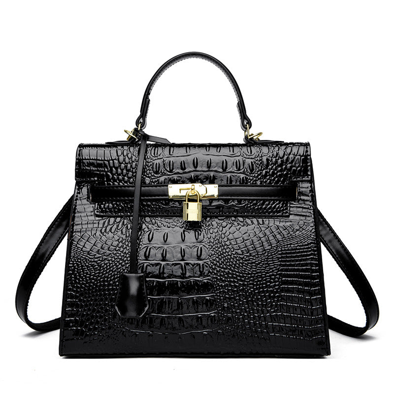 Women's Crocodile Pattern Platinum Fashion Kelly Handbags