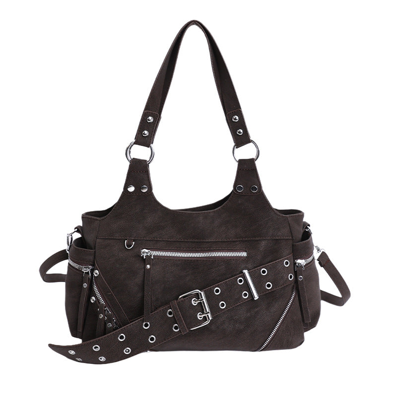 Winter High-grade Hot Motorcycle Underarm Large Capacity Rivet Women's Messenger Bag