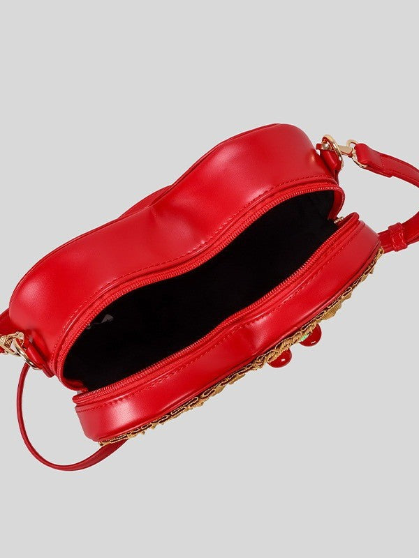 Niche Creative Heart Cartoon Style Woven Lace Women's Messenger Bag